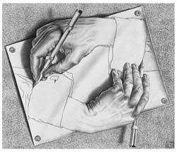 Рисующие руки. Литография М. К. Эшера